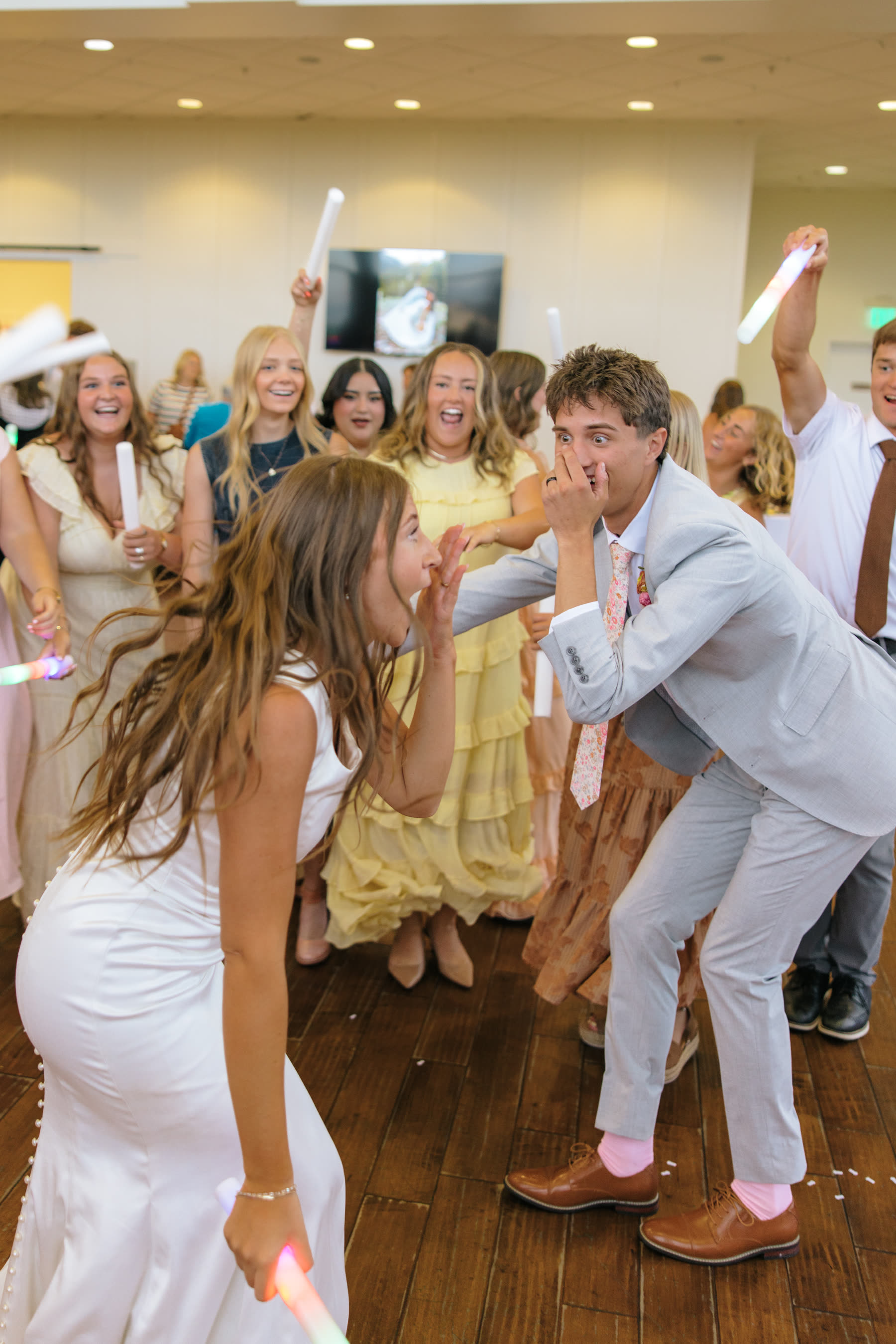 Bride and groom sparkler exit